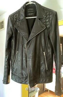 All Saints Kushiro 100% Leather Biker Jacket Black Extra Small- Preowned