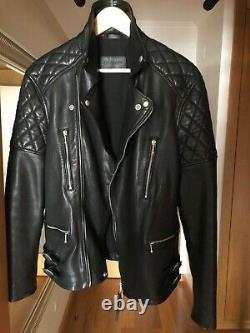 All Saints Men's Black Yuku Leather Biker Jacket Coat Size Small