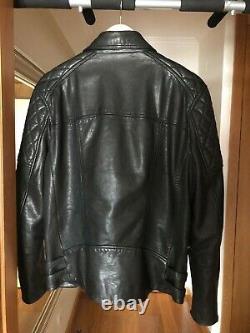 All Saints Men's Black Yuku Leather Biker Jacket Coat Size Small