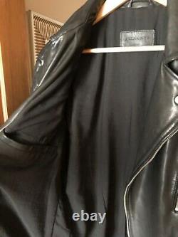 All Saints Men's Black Yuku Leather Biker Jacket Coat Size Small
