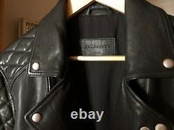 All Saints Men's Black Yuku Leather Biker Jacket Coat Size Small