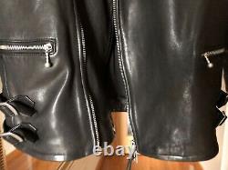 All Saints Men's Black Yuku Leather Biker Jacket Coat Size Small