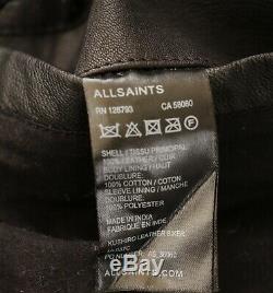 All Saints Mens Black Kushiro Biker Motorcycle Leather Jacket XS X Small $650