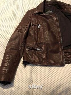 All Saints Oxblood Leather Biker Jacket Size 10 Steine Pitch Papin Motorcycle