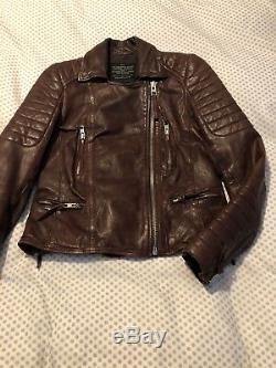 All Saints Oxblood Leather Biker Jacket Size 10 Steine Pitch Papin Motorcycle