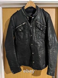 All Saints Postnoon Black Leather Shirt Jacket L Large