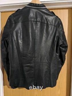 All Saints Postnoon Black Leather Shirt Jacket L Large