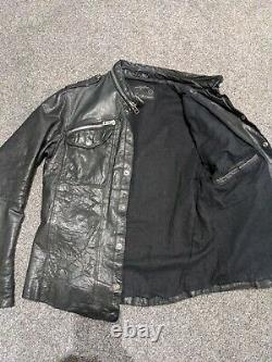 All Saints Postnoon Black Leather Shirt Jacket L Large