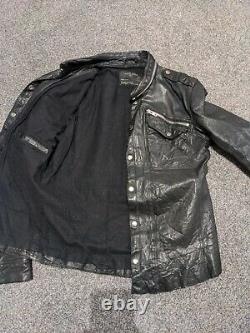 All Saints Postnoon Black Leather Shirt Jacket L Large