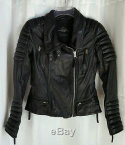 All Saints Steine Black Nappa Leather Biker Motorcycle Moto Jacket 0 2 4 XS S