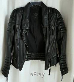 All Saints Steine Black Nappa Leather Biker Motorcycle Moto Jacket 0 2 4 XS S