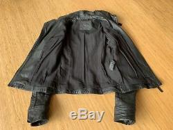 All Saints Womens Belvedere Black Leather Moto Jacket Size US 0 UK 4 EU 32