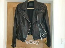 All Saints Womens Black Leather Biker Jacket Size 12