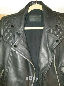 All Saints Womens Black Leather Biker Jacket Size 12