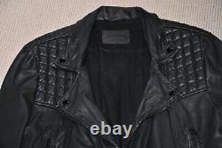All saints black catch biker leather jacket, size large L, NEW never used