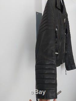 All saints leather biker jacket US 6 UK 10 EU 38 Pitch Black Quilted