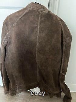 Allsaints Grantham brown suede leather jacket XL