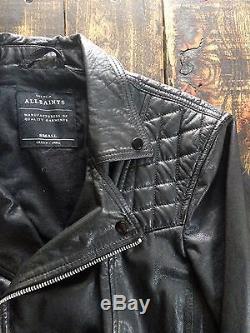 Allsaints Kushiro Black Leather Jacket, Mens Size Small