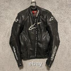 AlpineStars Motorcycle GP Jacket Mens US 42 Black Leather Heavy Broken Zipper