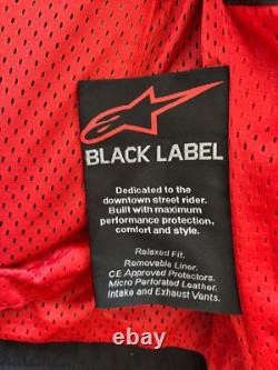 Alpinestars Black Label Leather Motorcycle Jacket Black Label Men's Size XL