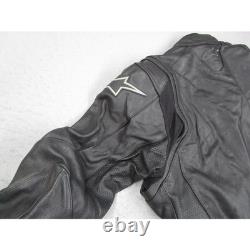 Alpinestars Black Label Mens Leather Motorcycle Jacket Black Perforated Large