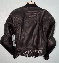Alpinestars Black Leather Motorcycle Jacket Mens Sz US 40 EUR 50 Armored USED