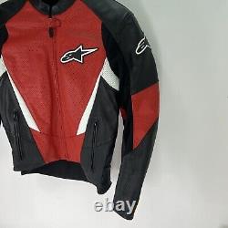 Alpinestars Jacket Mens 44 Red Black Leather Motorcycle Racing Biker Paded Armor