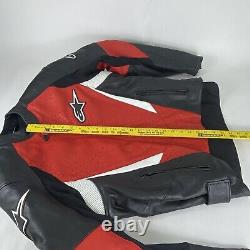 Alpinestars Jacket Mens 44 Red Black Leather Motorcycle Racing Biker Paded Armor
