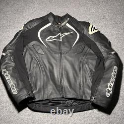 Alpinestars Jaws Airflow Jacket Mens 48 Leather Motorcycle Padded Black Logo