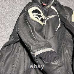 Alpinestars Jaws Airflow Jacket Mens 48 Leather Motorcycle Padded Black Logo