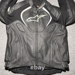 Alpinestars Jaws Airflow Jacket Mens 48 Leather Motorcycle Padded Black Logo