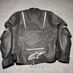 Alpinestars Jaws Airflow Jacket Mens 48 Leather Motorcycle Padded Black Logo