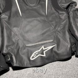 Alpinestars Jaws Airflow Jacket Mens 48 Leather Motorcycle Padded Black Logo