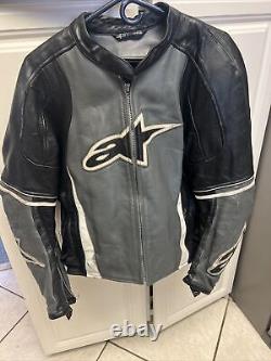 Alpinestars Leather Motorcycle Jacket Black Grey White (Size US 42 EUR 52)