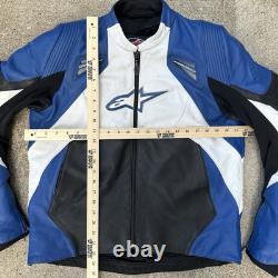 Alpinestars Men's Size 44 Cowhide Leather Motorcycle Jacket Full Zip Blue Black