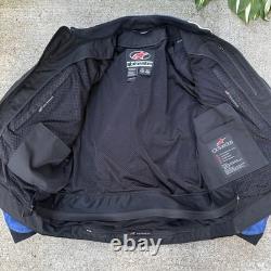 Alpinestars Men's Size 44 Cowhide Leather Motorcycle Jacket Full Zip Blue Black