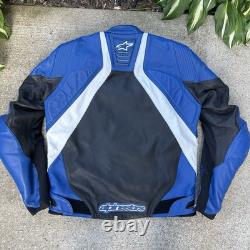 Alpinestars Men's Size 44 Cowhide Leather Motorcycle Jacket Full Zip Blue Black
