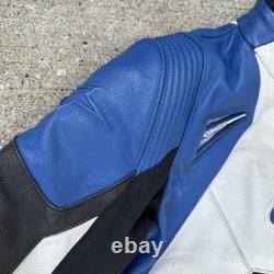 Alpinestars Men's Size 44 Cowhide Leather Motorcycle Jacket Full Zip Blue Black