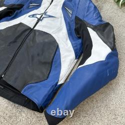 Alpinestars Men's Size 44 Cowhide Leather Motorcycle Jacket Full Zip Blue Black