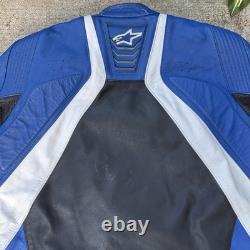 Alpinestars Men's Size 44 Cowhide Leather Motorcycle Jacket Full Zip Blue Black