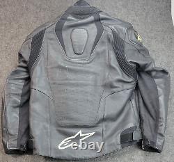 Alpinestars Mens Leather Riding Motorcycle Jacket 42 Black Armor Heavy Full Zip