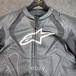 Alpinestars Mens Leather Riding Motorcycle Jacket 42 Black Armor Heavy Full Zip