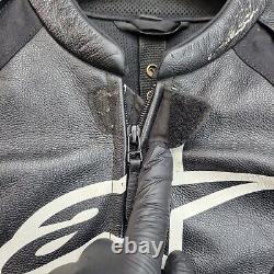 Alpinestars Mens Leather Riding Motorcycle Jacket 42 Black Armor Heavy Full Zip
