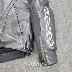 Alpinestars Mens Leather Riding Motorcycle Jacket 42 Black Armor Heavy Full Zip