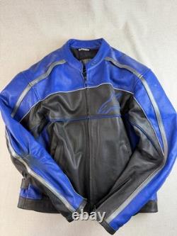 Alpinestars Motorcycle Jacket Size XL Blue Black Leather Racing