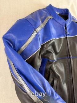 Alpinestars Motorcycle Jacket Size XL Blue Black Leather Racing
