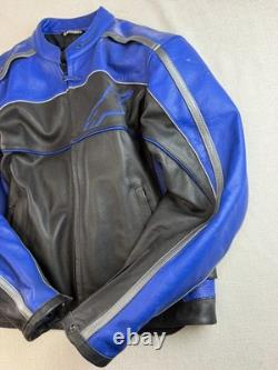 Alpinestars Motorcycle Jacket Size XL Blue Black Leather Racing