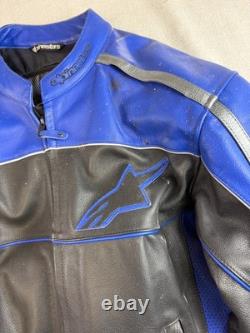 Alpinestars Motorcycle Jacket Size XL Blue Black Leather Racing