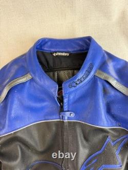 Alpinestars Motorcycle Jacket Size XL Blue Black Leather Racing