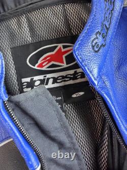 Alpinestars Motorcycle Jacket Size XL Blue Black Leather Racing